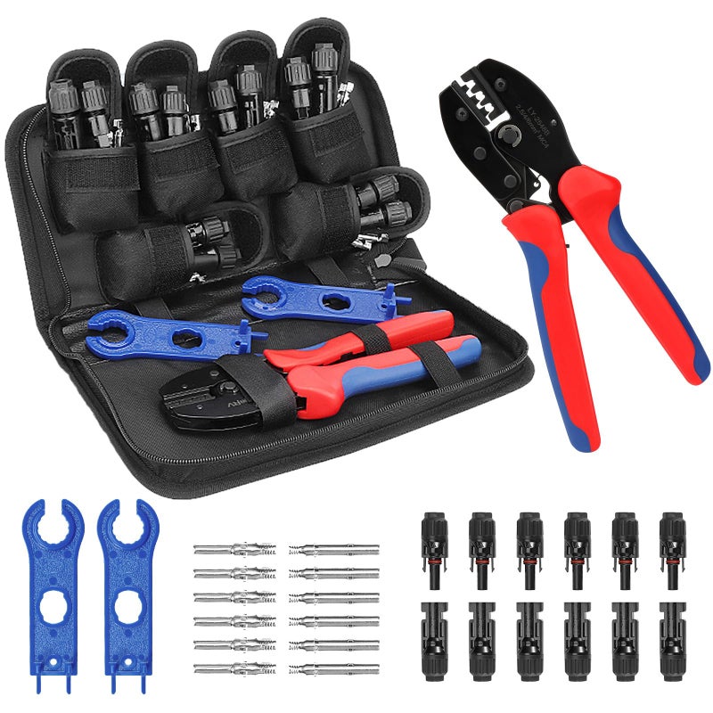 BougeRV Solar Crimper Tool Kit - Crimper, 6 Pairs Connectors, Spanner Wrench for Solar Panel Cable Assembly and Installation - Image 1